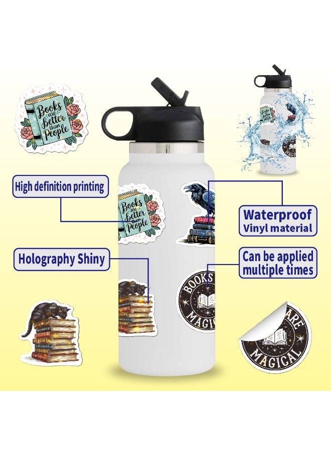 50 قطعة من ملصقات كتب القراءة اللامعة ثلاثية الأبعاد، اقتباسات ملهمة، ملصقات كتب لمحبي الكتب والمجلات وأجهزة الكمبيوتر المحمولة ومحبي سكرابوكينغ - Image 4