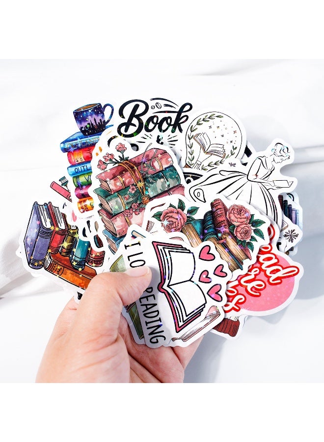 50 قطعة من ملصقات كتب القراءة اللامعة ثلاثية الأبعاد، اقتباسات ملهمة، ملصقات كتب لمحبي الكتب والمجلات وأجهزة الكمبيوتر المحمولة ومحبي سكرابوكينغ - Image 3