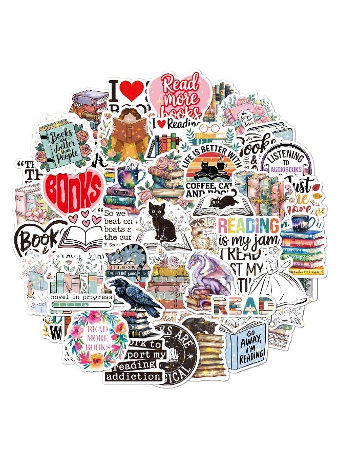 50 قطعة من ملصقات كتب القراءة اللامعة ثلاثية الأبعاد، اقتباسات ملهمة، ملصقات كتب لمحبي الكتب والمجلات وأجهزة الكمبيوتر المحمولة ومحبي سكرابوكينغ - Image 1