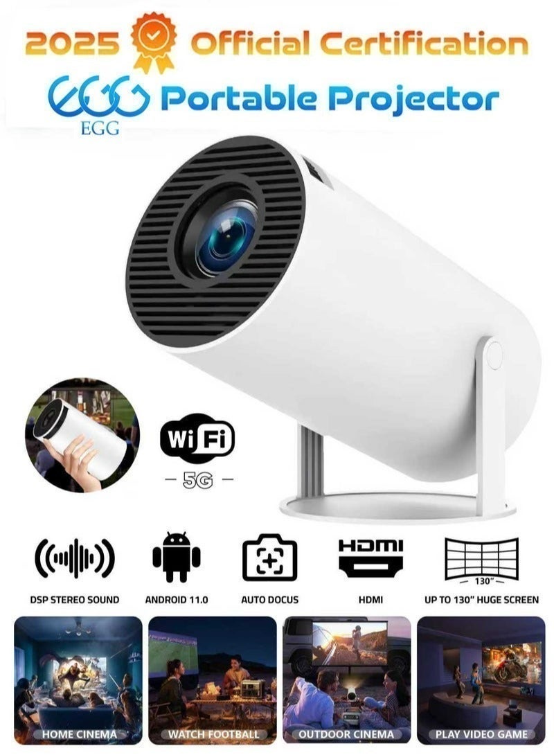 إج بروجكتور محمول جيب مع واي فاي 5G ونظام أندرويد 11.0 يدعم عرض يصل إلى 130 بوصة لتجربة سينما منزلية Full HD داخل المنزل أو في الهواء الطلق. متوافق مع TV Stick، HDMI، USB، PS5، PS4، وأجهزة iOS، مما يتيح لك استخدامه مع مختلف الأجهزة بسهولة. مثالي كـ هدية رائعة لأعياد الميلاد والمناسبات، للاستمتاع بالأفلام، الألعاب، والعروض الترفيهية في أي مكان وزمان. - Image 1