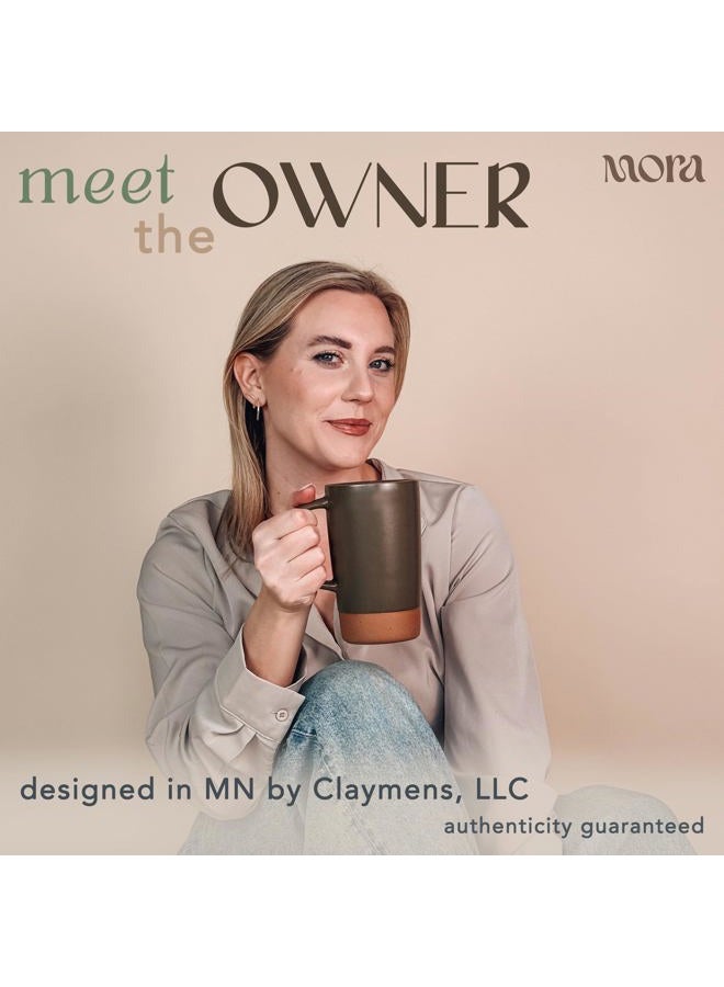 Mora Ceramics Large Tea Mug with Loose Leaf Infuser and Ceramic Lid, 18 oz, Portable, Microwave and Dishwasher Safe, Tall Coffee Cup - Rustic Matte Ceramic Glaze, Modern Herbal Tea Strainer, Olive - Image 4