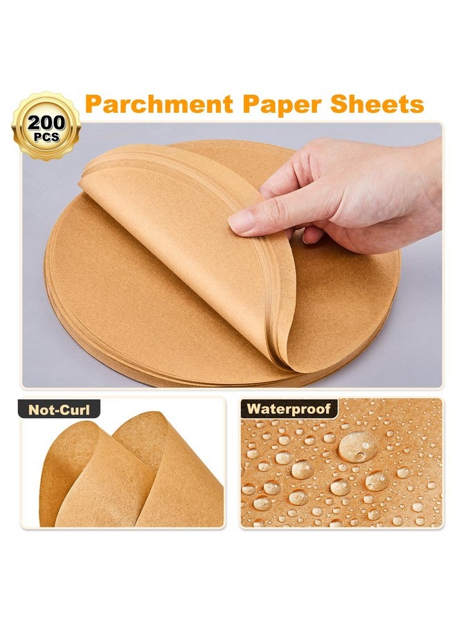 SMARTAKE 200 Pcs Unbleached Parchment Paper Baking Sheets Round, 12 Inches Non-Stick Precut Baking Parchment, For Baking Grilling Air Fryer Steaming Bread Cup Cake Cookie And More - Image 3