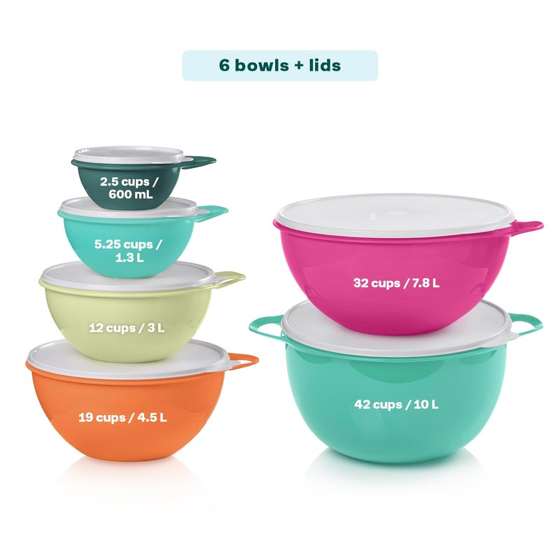 Tupperware Thatsa Bowl Collection 6 Bowl Food Storage Container Set in Fauna, Dishwasher Safe and BPA Free (6 Bowls, 6 lids) - Image 3