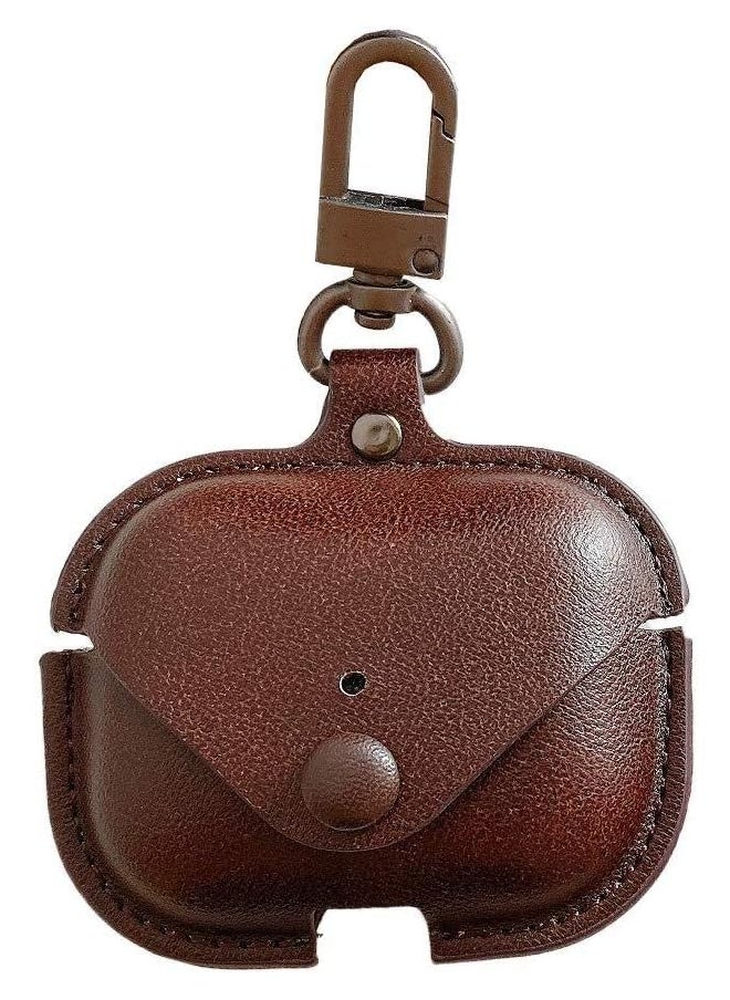 erorex - Compatible Airpods Pro Leather Case Genuine Leather Vintage Portable Shockproof Protective Cover With Loss Prevention Clip For Airpods 3 For Airpods Pro 2019 Wireless Charging Case Coffee - Image 1