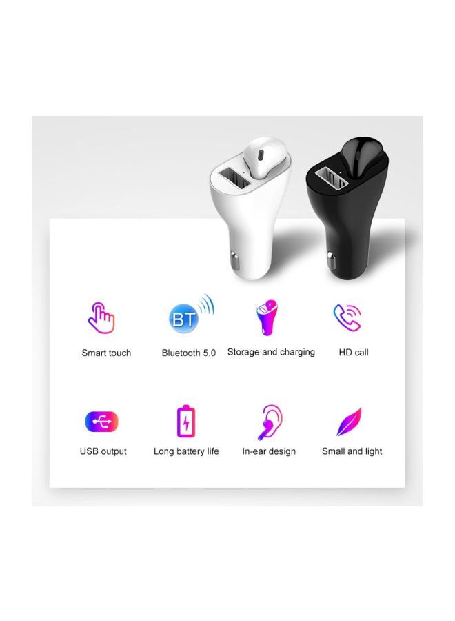 NIBEMINENT RV1 2-in-1 2.4A USB Port Car Charger And V5.0 Bluetooth Right Ear Headset White  - Image 3