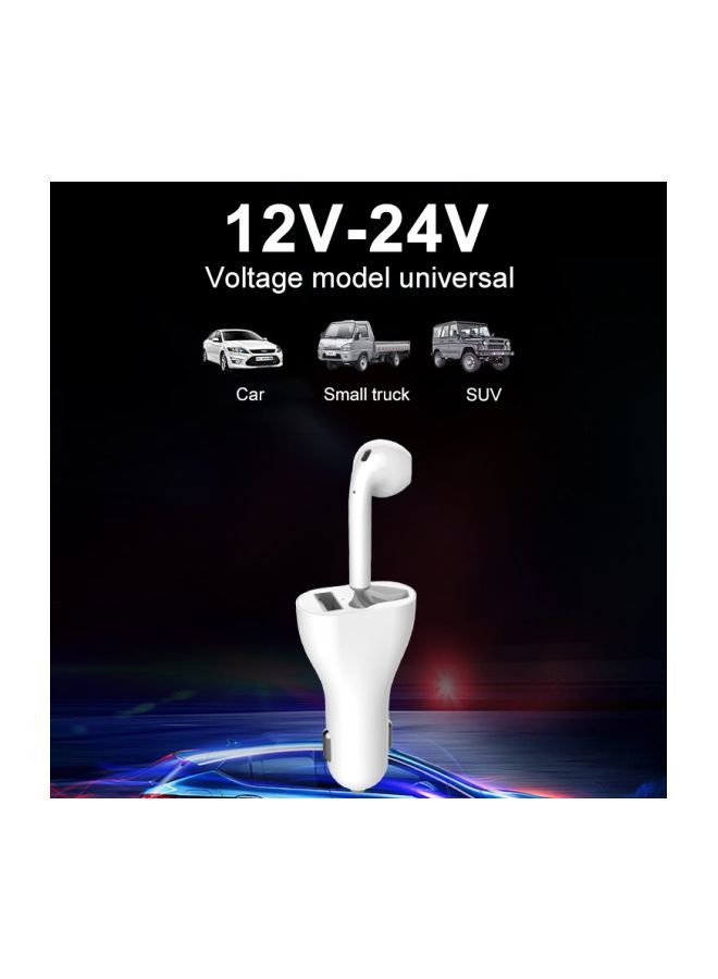 NIBEMINENT RV1 2-in-1 2.4A USB Port Car Charger And V5.0 Bluetooth Right Ear Headset White  - Image 5