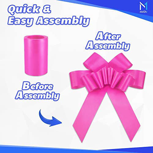Mata1-USA - Huge Car Bow - Pink, 30 Inch - Big Gift Wrapping Bow for Large Gift Decoration - Giant Size for Indoor & Outdoor Use - 12 Loops & 2 Suction Cups - No Magnets That Scratch - Image 4