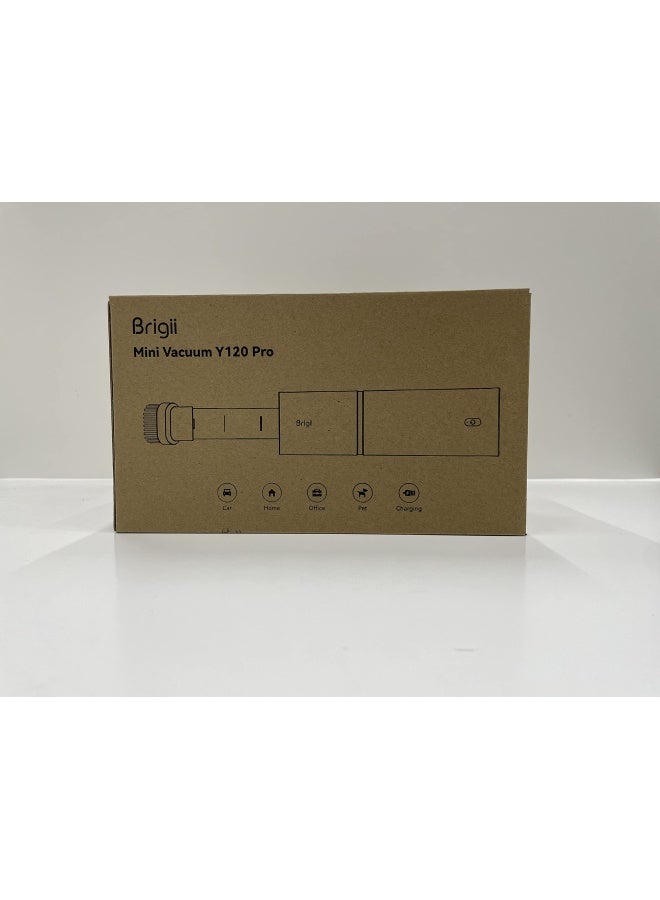 Brigii مكنسة كهربائية محمولة صغيرة بدون سلك، 3 في 1 - مكنسة سيارة وم blower هواء ومضخة يدوية، منظف محمول قابل لإعادة الشحن لداخل السيارة، المساحات الصغيرة، الشقوق - Y120 برو - Image 5