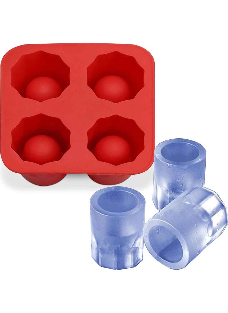 Gurme Chef - Shot Glass 4-Piece Ice Tray, Silicone, Red - Image 1