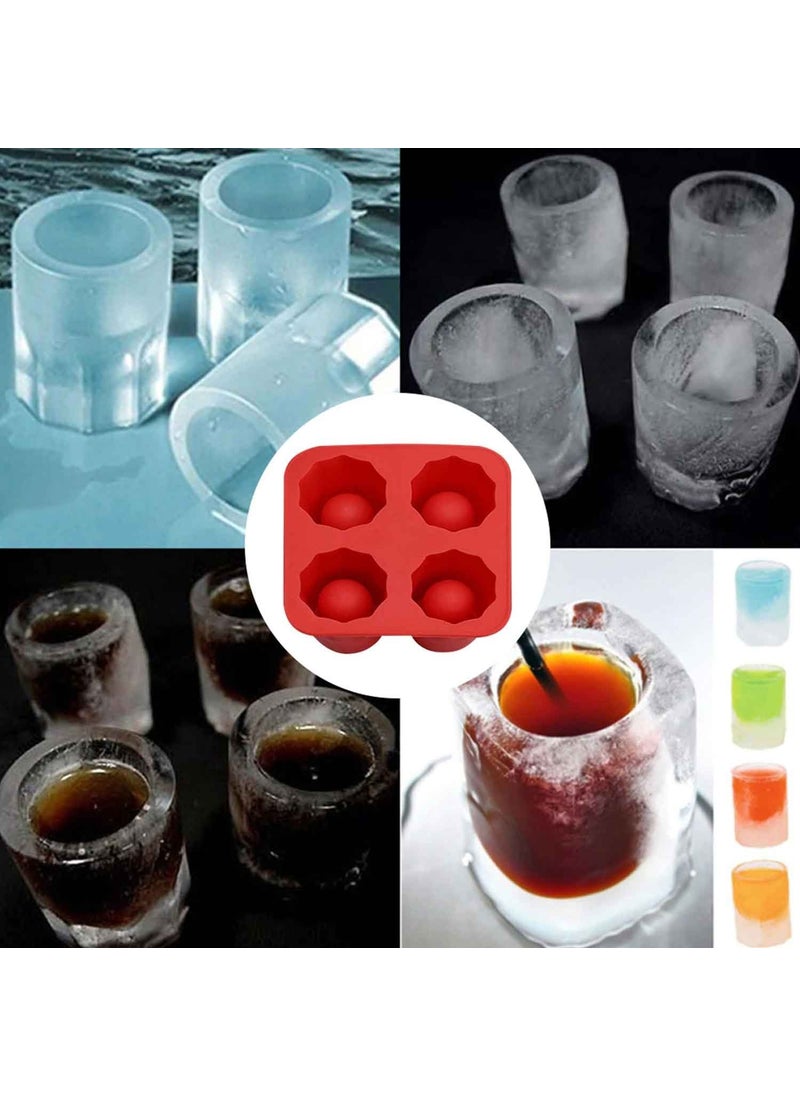 Gurme Chef - Shot Glass 4-Piece Ice Tray, Silicone, Red - Image 1
