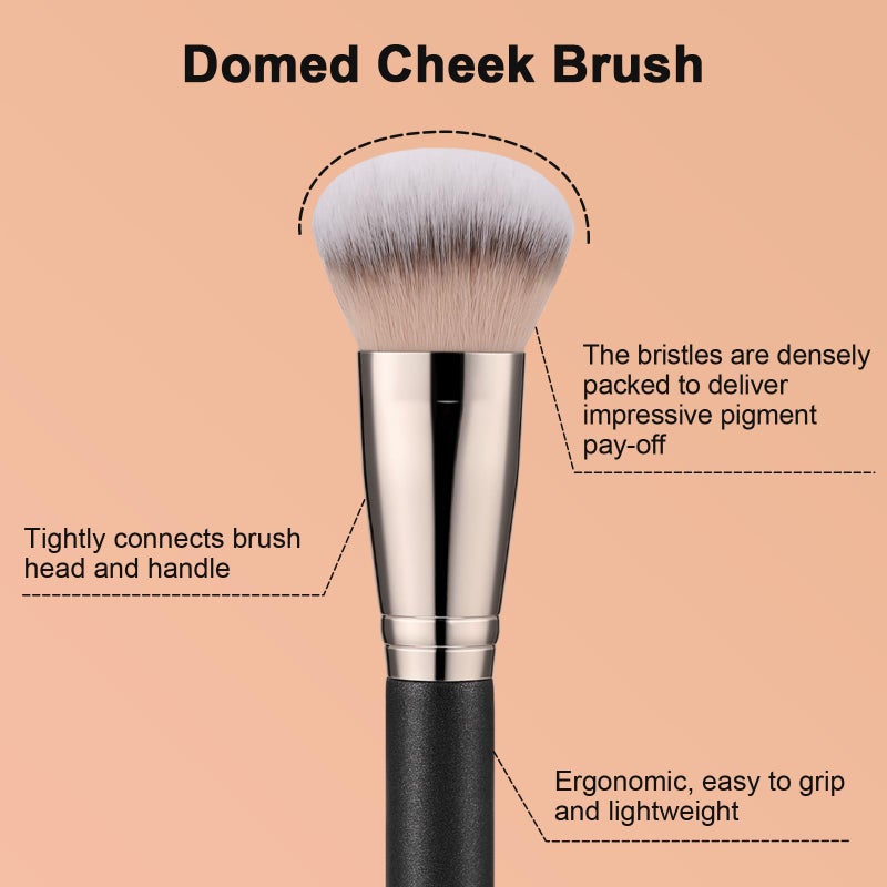 TEOYALL Domed Cheek Brush, Medium Precision Brush Head with Dense Synthetic Bristles for Contour Bronzer Blush with Loose Powder Cream - Image 3
