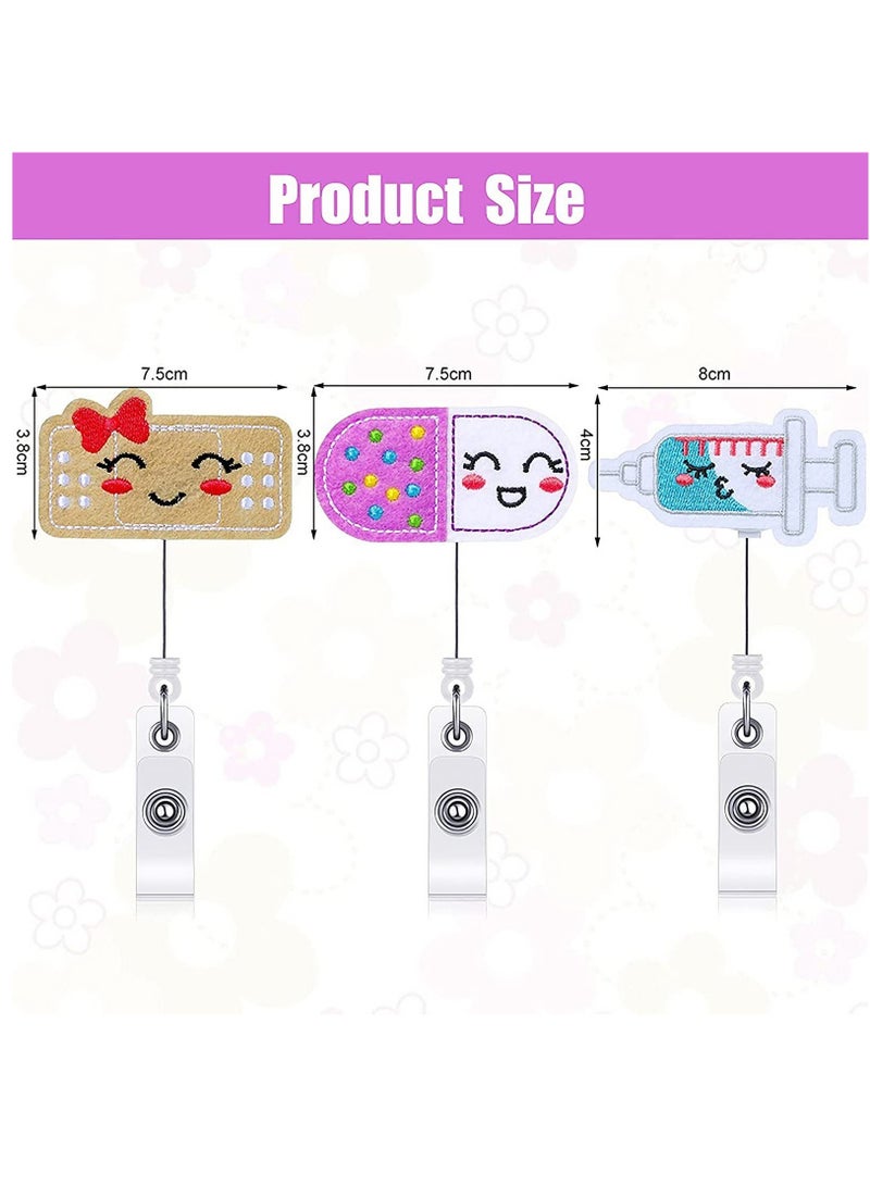 SOLARAE Cute Nurse Badge Reels Set - 3 Pieces with Pill Bandage and Syringe Designs, Retractable ID Holders with Alligator Clip for Nurses, Doctors, Teachers, and Students. - Image 3