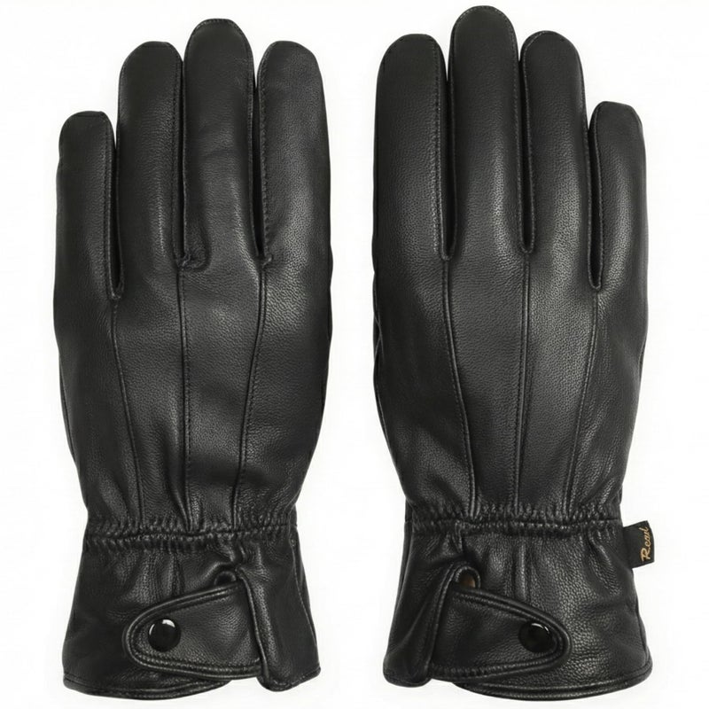 REED Men's Genuine Leather Warm Lined Driving Gloves (XL, BLACK) - Image 1