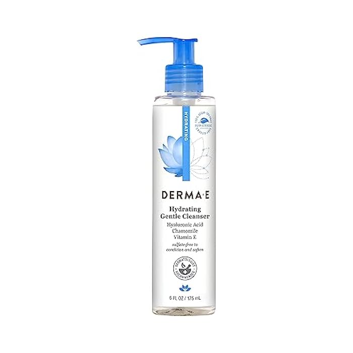 derma-e Derma E Hydrating Gentle Cleanser with Hyaluronic Acid – Moisturizing Facial Cleanser Tones, Moisturizes & Improves Skin Texture – Gently Exfoliating Face Wash, 6 fl oz - Image 1