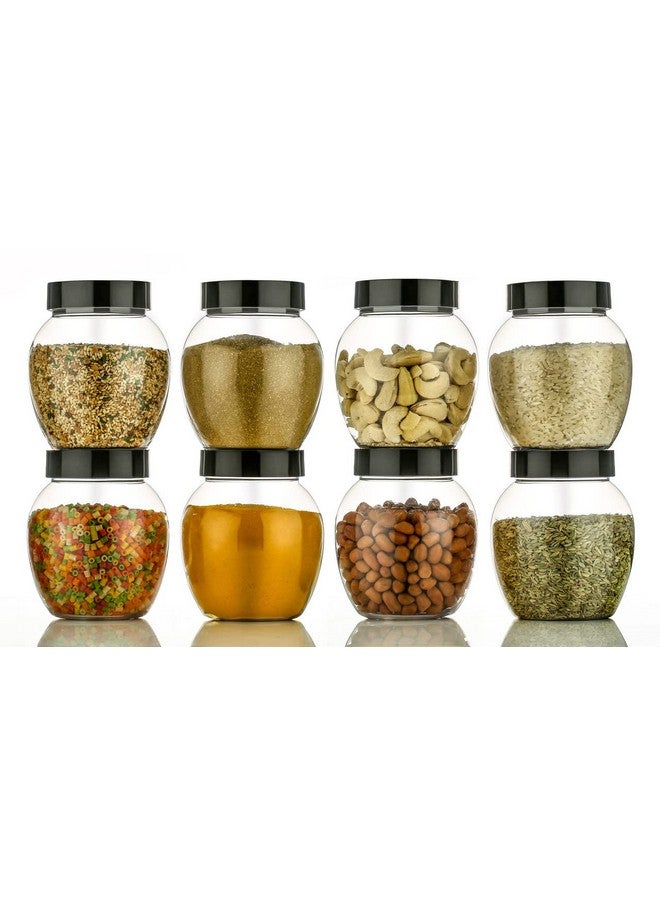 HAPPI Multipurpose Unbreakable Plastic Transparent Storage Containers For Kitchen Airtight Masala Box Dabba Spice, Cereal, Dry Fruits Spice Box 350 ML Handi Jar Matka Shape (Set of 8 Pcs) - Image 1