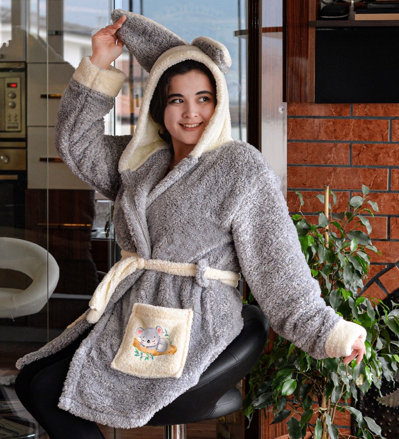 Peluşcu Dayı Plush Man Uncle Hooded Unisex Wellsoft Plush Dressing Gown, Bathrobe - Image 1