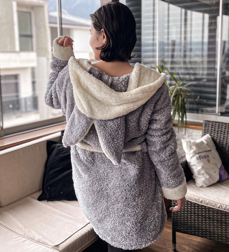 Peluşcu Dayı Plush Man Uncle Hooded Unisex Wellsoft Plush Dressing Gown, Bathrobe - Image 4