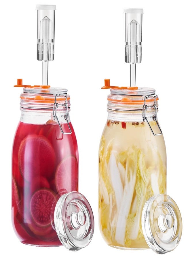 JILLMO 1.8 Liters Fermentation Jar, Glass Fermenting Kit with Weight for Making Sauerkraut, Hot Sauce, Mead, Cider and More, Pack of 2 - Image 1
