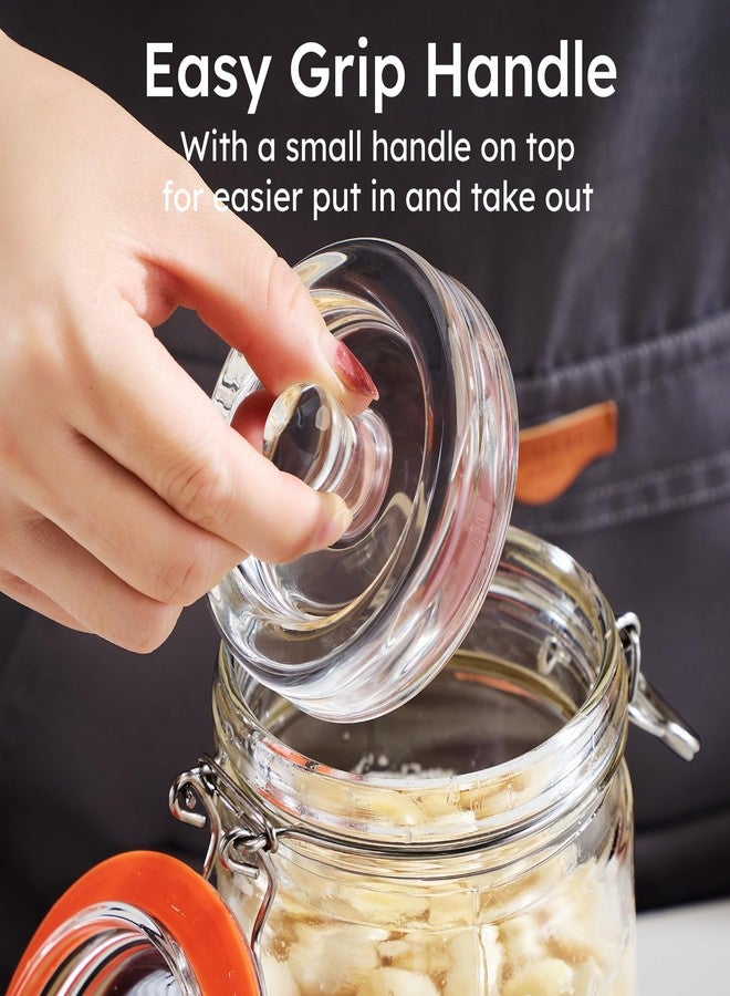 JILLMO 1.8 Liters Fermentation Jar, Glass Fermenting Kit with Weight for Making Sauerkraut, Hot Sauce, Mead, Cider and More, Pack of 2 - Image 3