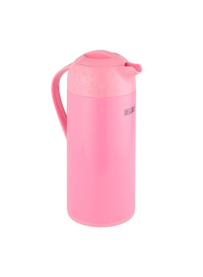 DELCASA 1600ml Vacuum Flask, Asbestos-Free Pink Glass Inner,  | Ideal for Tea, Coffee, Hot & Cold | Portable with Comfortable Handle & Pouring Spot | 14 Hrs Hot, 36 Hrs Cold - Image 1