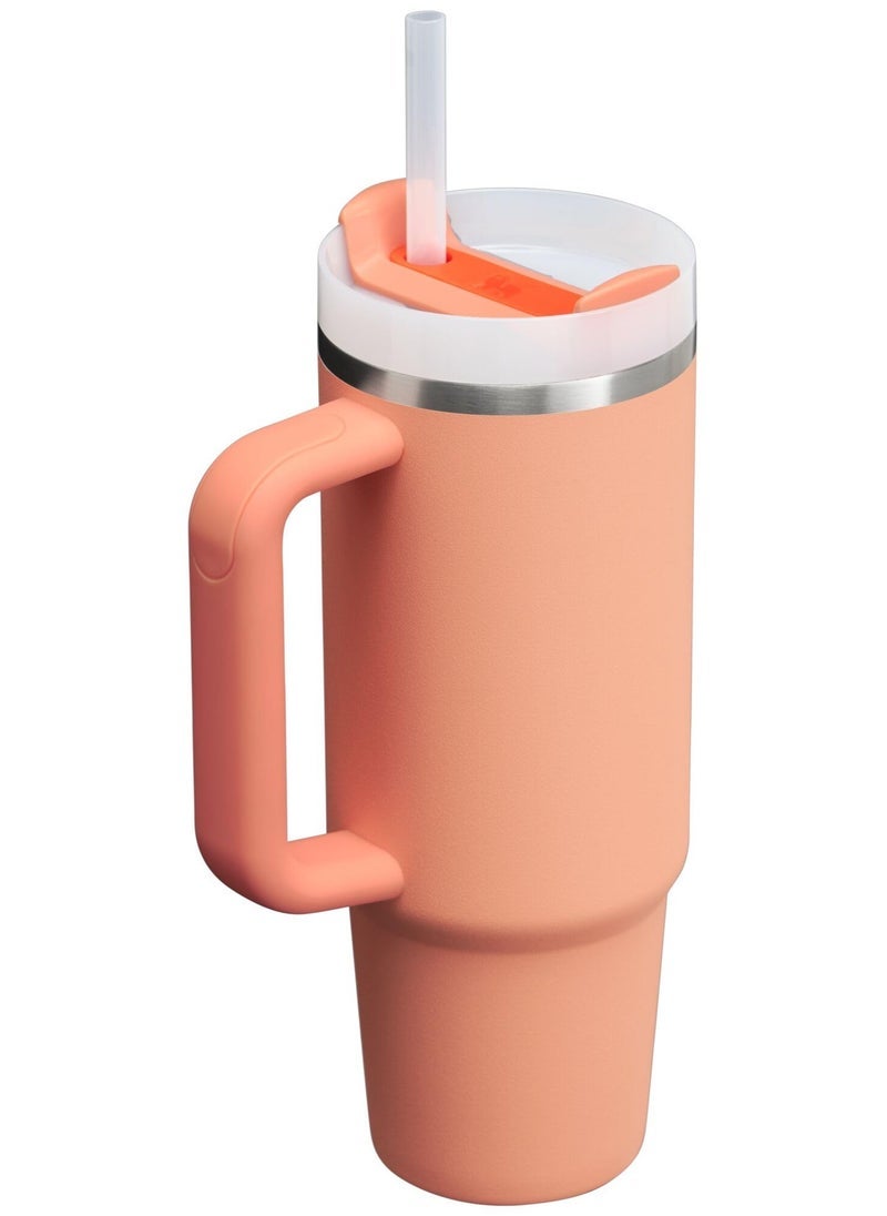 Stanley STANLEY 40oz Quencher H2.0 Tumbler with Straw and Handle – Nectarine Color – Vacuum Insulated Stainless Steel Travel Mug with FlowState 3-Way Lid for Leak-Resistant, Splash-Free Hydration on the Go  - Image 2