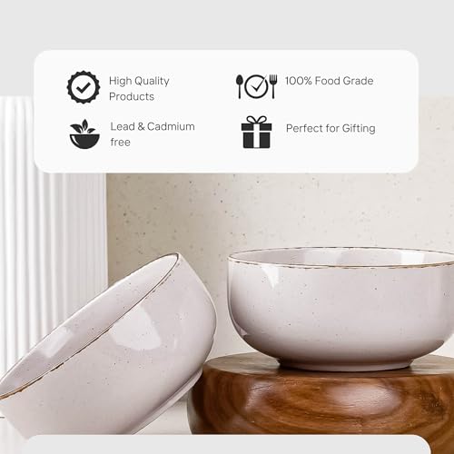 The Earth Store Glossy Lavender Marble 580ml Each Ceramic Bowls Set of 4 for Serving Snacks, Pasta, Noodle, Maggi, Cereal Microwave Safe Bowl Set | Perfect for Gifting, Daily Use - Image 3
