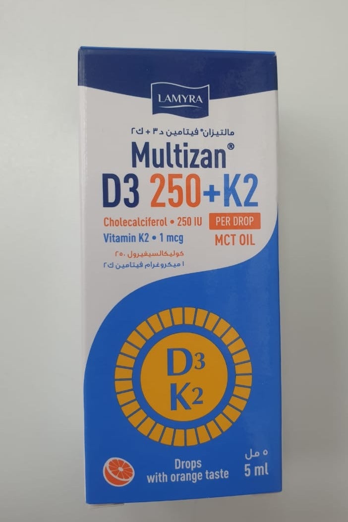 Vitamin D3 250 IU + K2 Oral Drops 5ml – Bone Health & Immune Support Supplement, Calcium Absorption Vitamin D3 K2 Drops for Daily Wellness