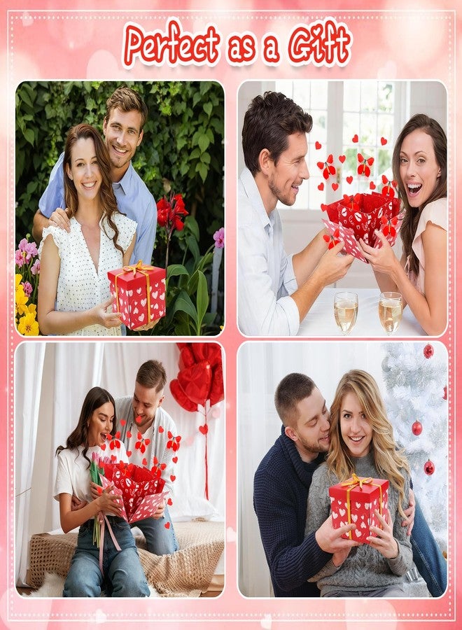 Welpurch صندوق هدايا على شكل فراشة حمراء طائرة مع أغطية، صندوق هدايا فريد من نوعه على شكل قلب حب متفجر مع شفاه حمراء وفراشات لعيد الحب، وحفلات الزفاف، والذكرى السنوية (أ) - Image 5