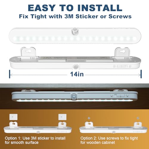 BLS T01L LED Closet Light, Super Bright 20 LED Under Cabinet Lighting Battery Powered/DC Input Wireless Motion Sensing Light, Auto On Off Switch, Motion Sensor & Light Sensor, Light Beam Adjustable - Image 3