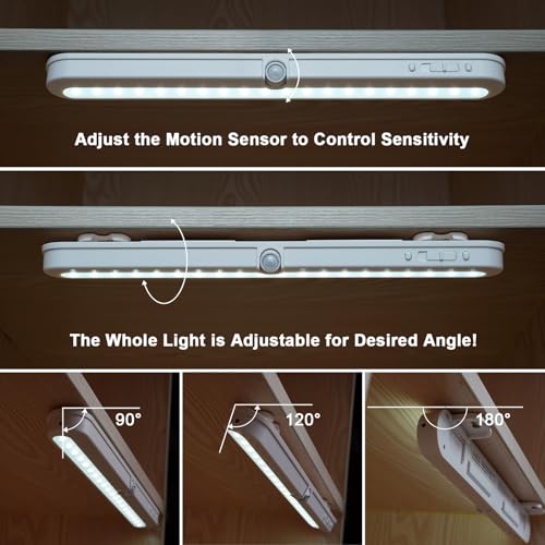 BLS T01L LED Closet Light, Super Bright 20 LED Under Cabinet Lighting Battery Powered/DC Input Wireless Motion Sensing Light, Auto On Off Switch, Motion Sensor & Light Sensor, Light Beam Adjustable - Image 4