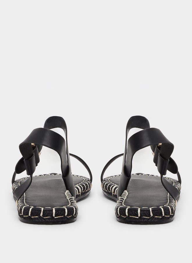 Raid Bambie Black Ankle Strap Flat Espadrilles - Image 4