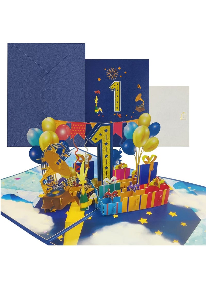 SYOSI 3D Pop Up Card, Handcrafted 3D Pop-Up Greeting Card, Creative Popup Gift Cards for Baby, 1th Anniversary Card for Men Women Girls Boys Lovers Friend - Image 1