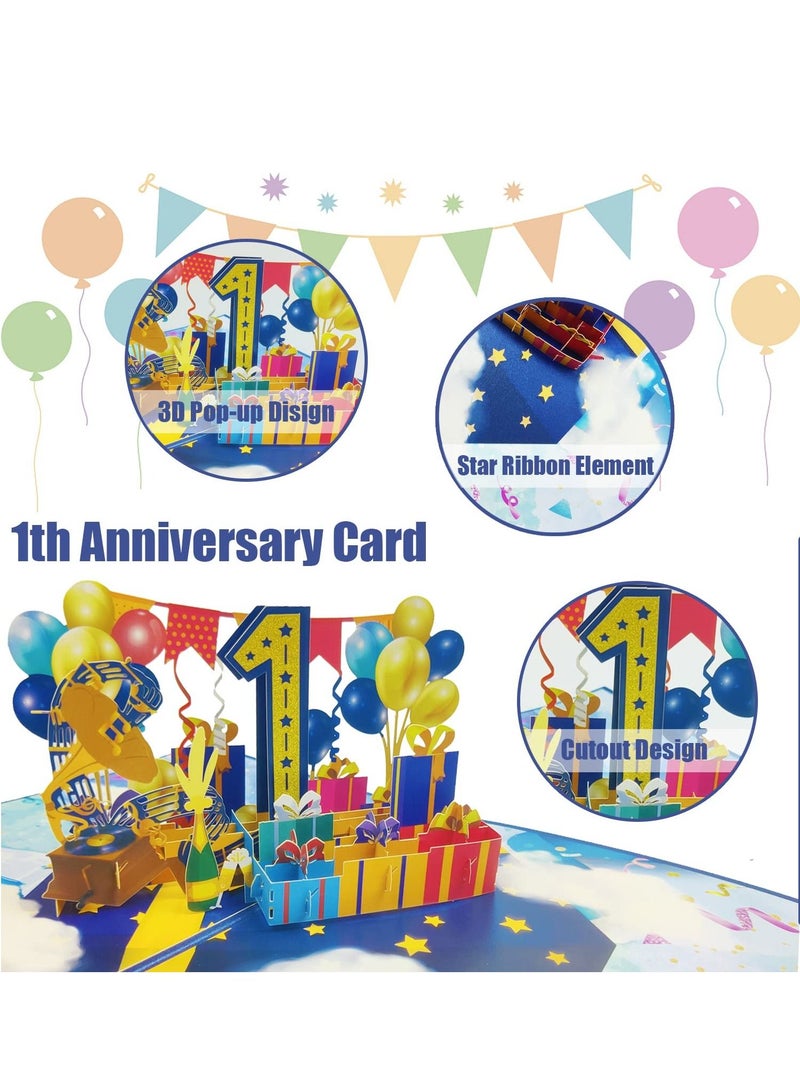 SYOSI 3D Pop Up Card, Handcrafted 3D Pop-Up Greeting Card, Creative Popup Gift Cards for Baby, 1th Anniversary Card for Men Women Girls Boys Lovers Friend - Image 3