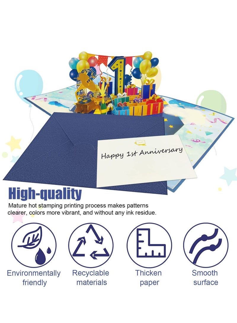SYOSI 3D Pop Up Card, Handcrafted 3D Pop-Up Greeting Card, Creative Popup Gift Cards for Baby, 1th Anniversary Card for Men Women Girls Boys Lovers Friend - Image 2
