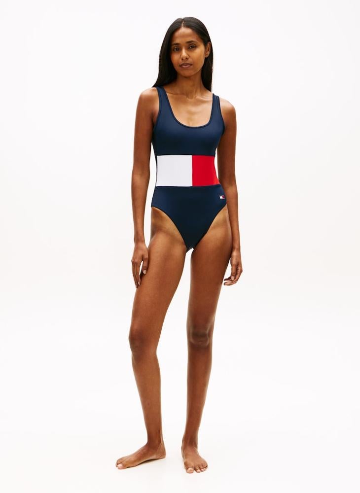 TOMMY HILFIGER Colour-Blocked Scoop Back Swimsuit - Image 4