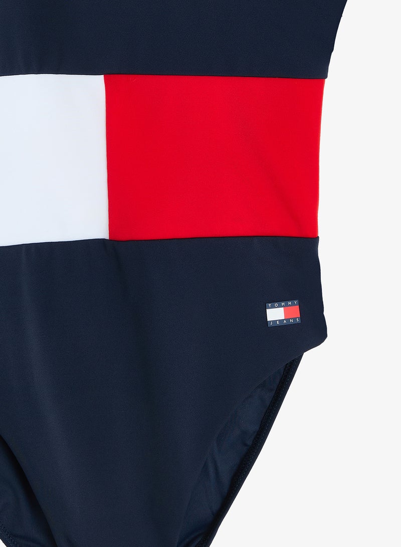 TOMMY HILFIGER Colour-Blocked Scoop Back Swimsuit - Image 3