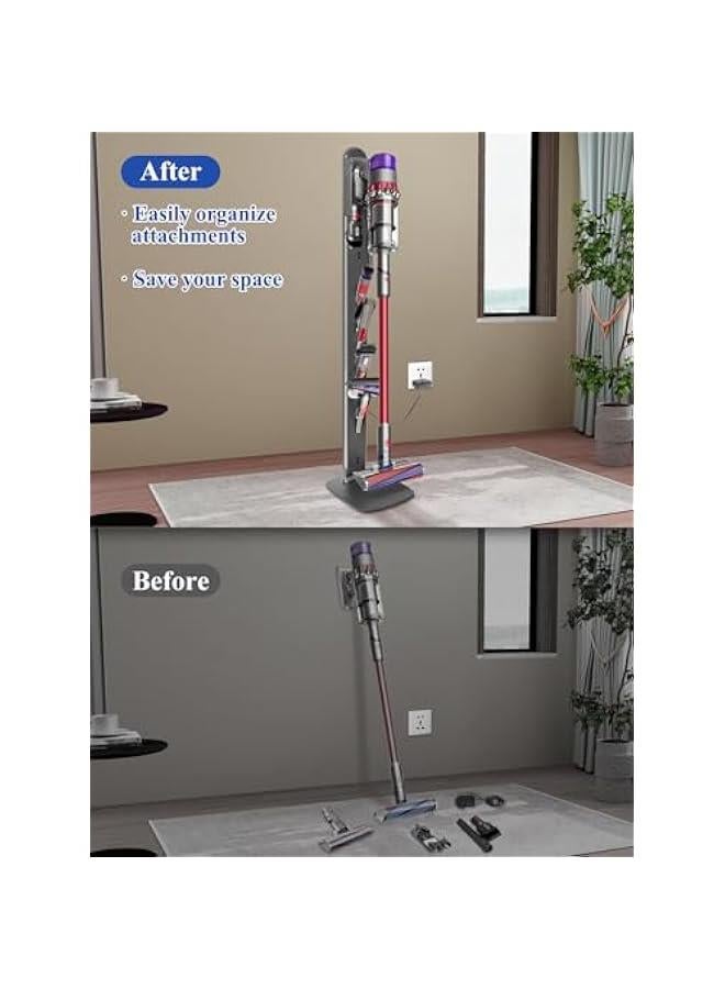 عربست حامل مكنسة كهربائية من الفولاذ المتين متوافق مع Dyson Gen5 V15 V12 V11 V10 V8 V7 V6، حامل قائم بذاته مع تصميم كابل مخفي، رف تخزين للمكانس الكهربائية اللاسلكية يوفر المساحة - Image 5