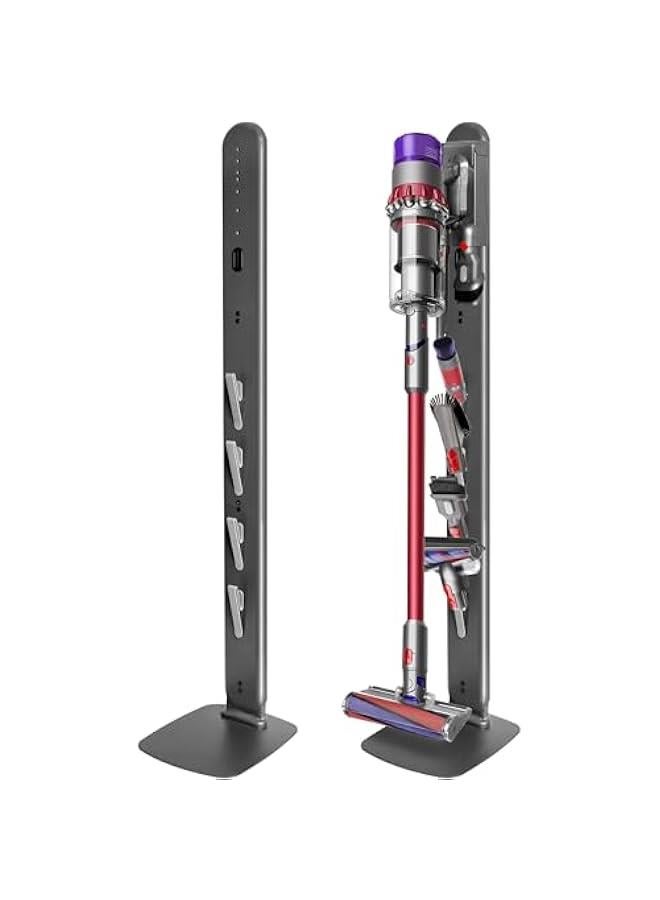 عربست حامل مكنسة كهربائية من الفولاذ المتين متوافق مع Dyson Gen5 V15 V12 V11 V10 V8 V7 V6، حامل قائم بذاته مع تصميم كابل مخفي، رف تخزين للمكانس الكهربائية اللاسلكية يوفر المساحة - Image 1