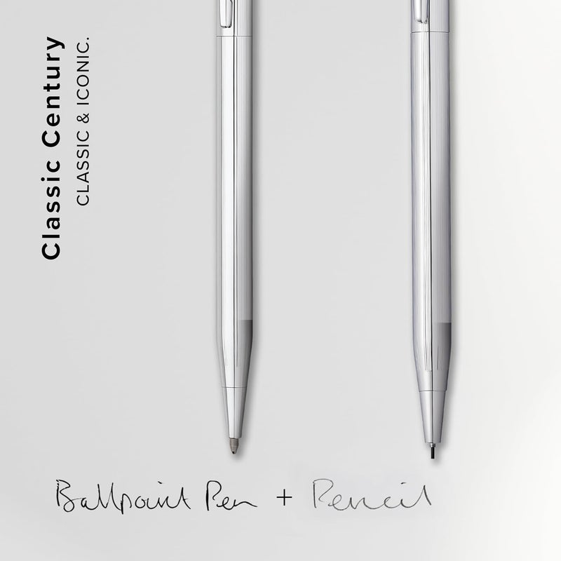 Cross Classic Century Refillable Pen & Pencil Gift Set Presented in a Luxury Gift Box - Medium Point, Black Ink, Lustrous Chrome - Image 5
