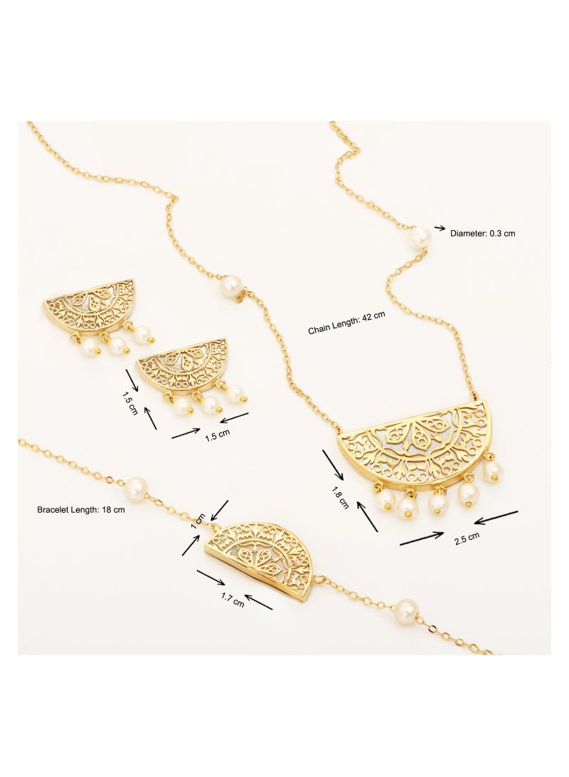 AL ROMAIZAN Sadaf Floral Motif 18K Traditional Gold Set  - Image 2