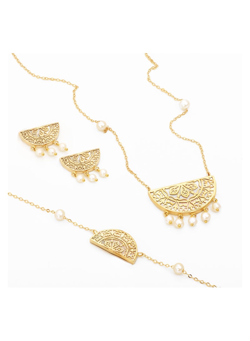 AL ROMAIZAN Sadaf Floral Motif 18K Traditional Gold Set  - Image 1