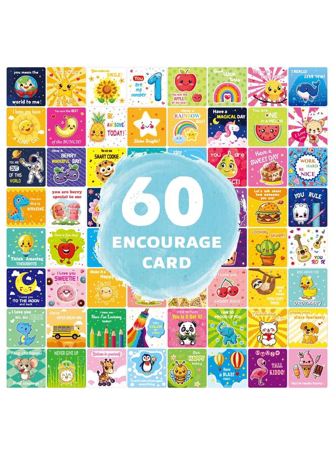 Bluejw New Q & A Card 60 Students Cute Encouragement Card Notes Can Be Written Cartoon Lunch Card - Image 1