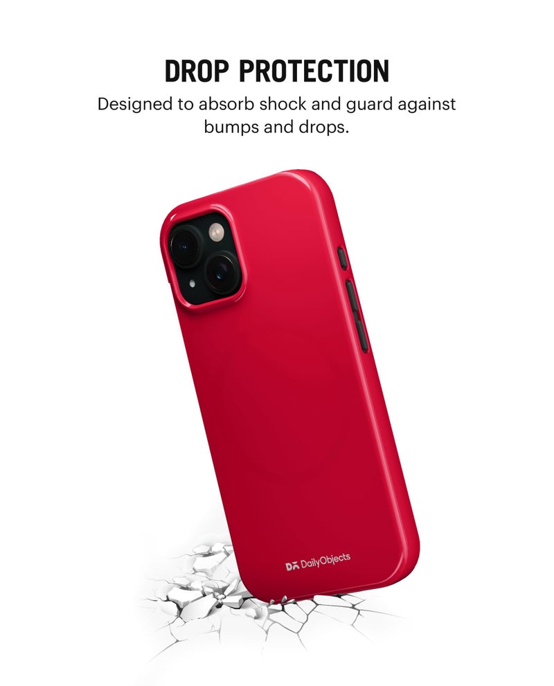 DailyObjects Polycarbonate Enamel Bumper Magsafe Case for iPhone 15 Plus Compatible with Mag-Safe Wireless Charging | Red Hybrid Magnetic Back Cover - Image 4