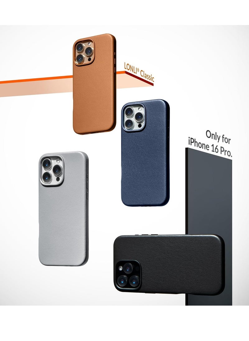 iPhone 16 Pro European Leather Case - Smooth and Soft Over Time, MagSafe Compatible (Azzurro Blue)