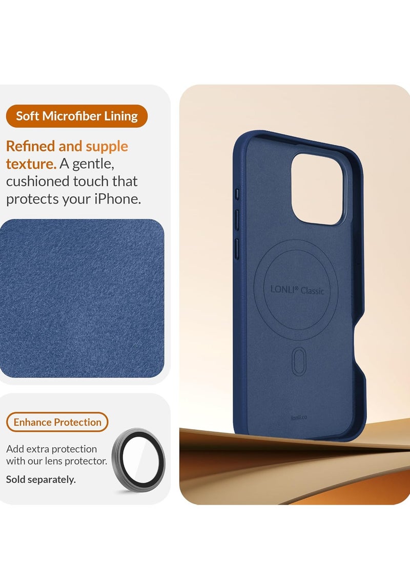 iPhone 16 Pro European Leather Case - Smooth and Soft Over Time, MagSafe Compatible (Azzurro Blue)