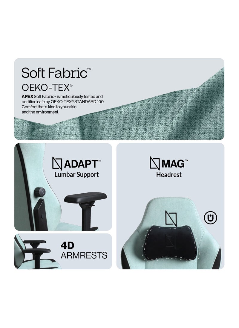 NAVODESK APEX Chair Premium Ergonomic Gaming Chair with Memory Foam Pillows Magnetic Headrest and Integrated Lumbar Support By NAVO MINT GREEN  - Image 2