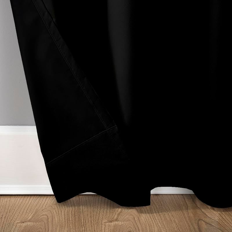 Bright Décor Bright Dcor Rod Pocket Blackout Curtains for Bedroom Thermal Insulated Room Darkening Curtain for Living Room Long Door 48 x 96 inch 2 Panels Black - Image 2