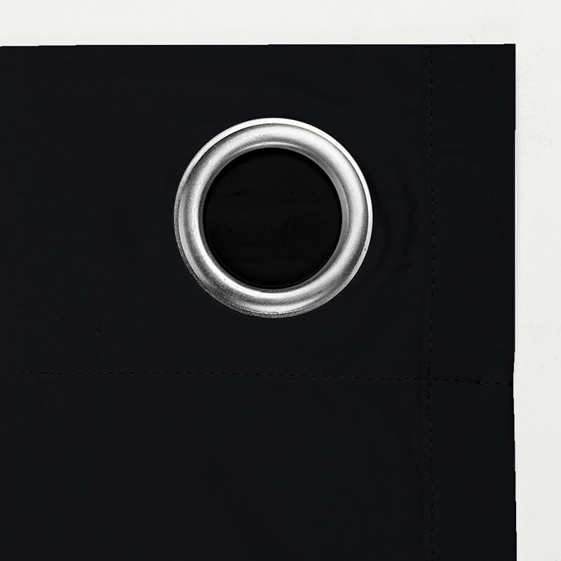 Bright Décor Bright Dcor Rod Pocket Blackout Curtains for Bedroom Thermal Insulated Room Darkening Curtain for Living Room Long Door 48 x 96 inch 2 Panels Black - Image 5