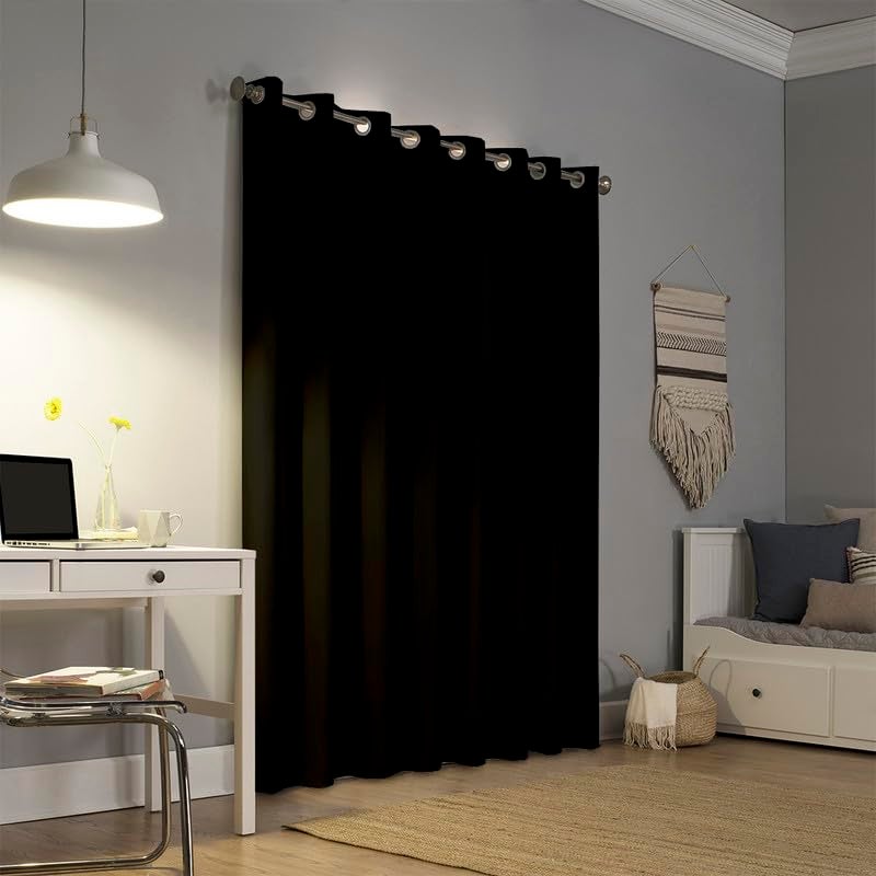 Bright Décor Bright Dcor Rod Pocket Blackout Curtains for Bedroom Thermal Insulated Room Darkening Curtain for Living Room Long Door 48 x 96 inch 2 Panels Black - Image 1