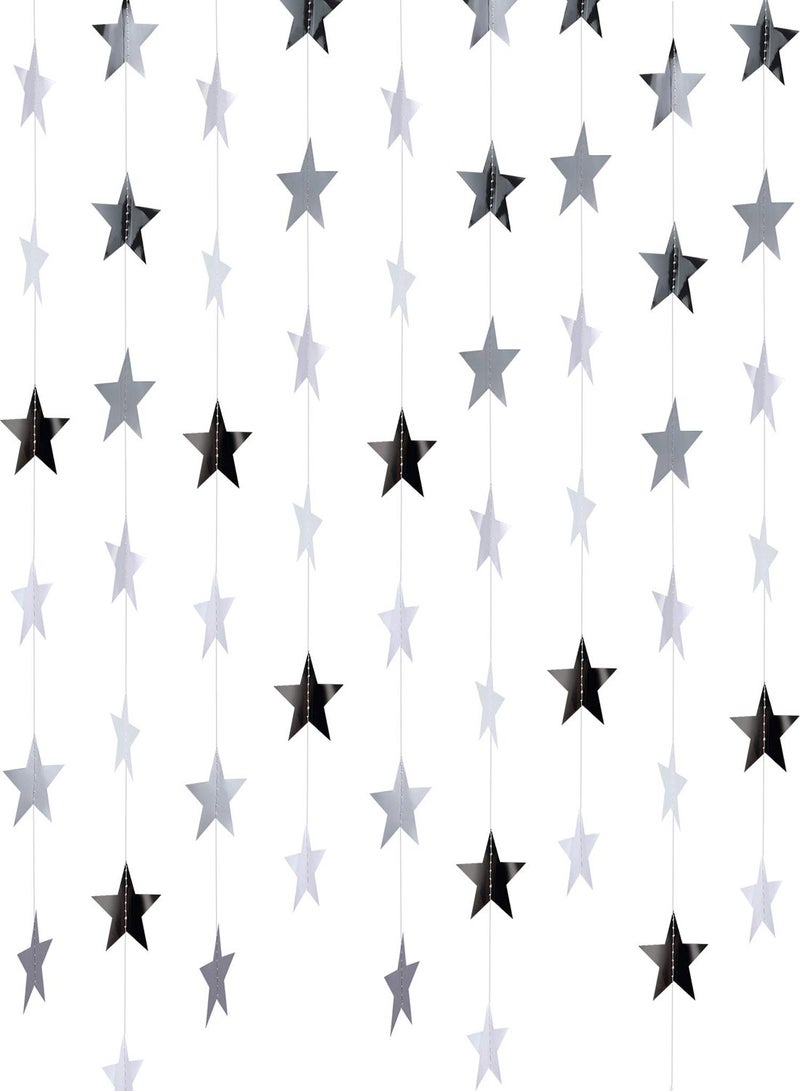 SYOSI Star Paper Garland, 8Pcs 4m Long Banner Backdrop, Party Decorations Reflective Star Paper Garland Sparkling Star Bunting Banner Decorations for Wedding Birthday Party Holiday Banner Backdrop - Image 1